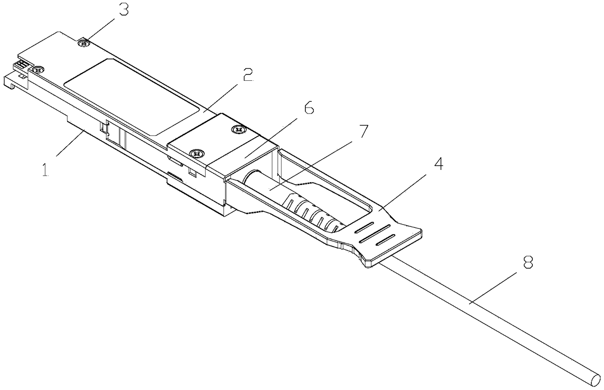 Quad small form-factor pluggable (QSFP) optical module with tail fiber