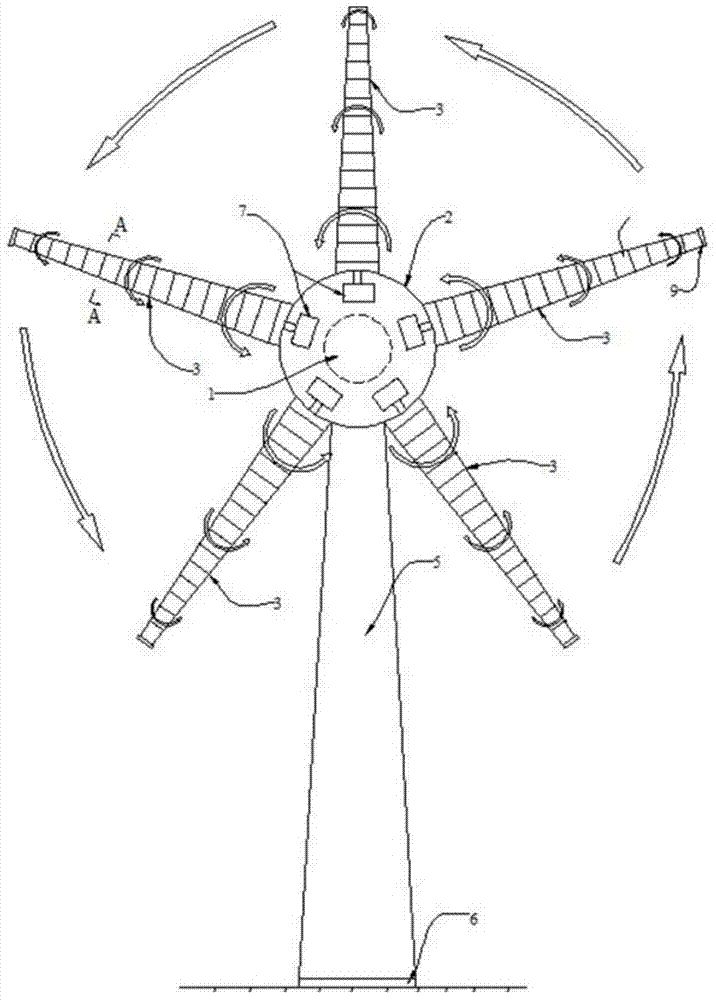 A stepped Magnus type wind blade and wind turbine