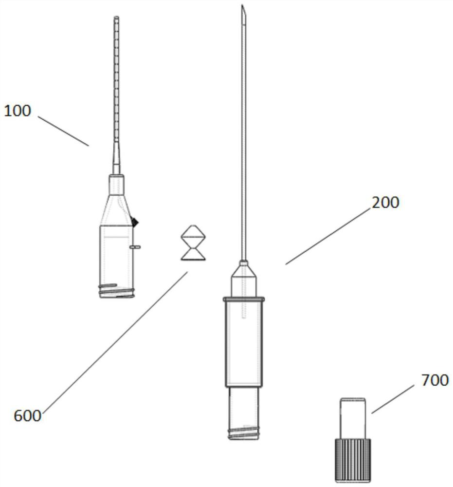 Indwelling needle with infusion channel with variable radial size