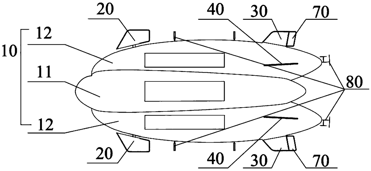 Stratospheric airship with full-motion front wings and mobile counterweight