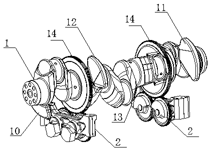 Five-cylinder diesel engine crankshaft balance system