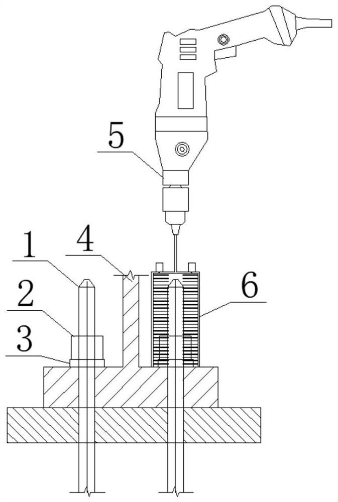 Fan foundation anchor bolt rust removal device and method