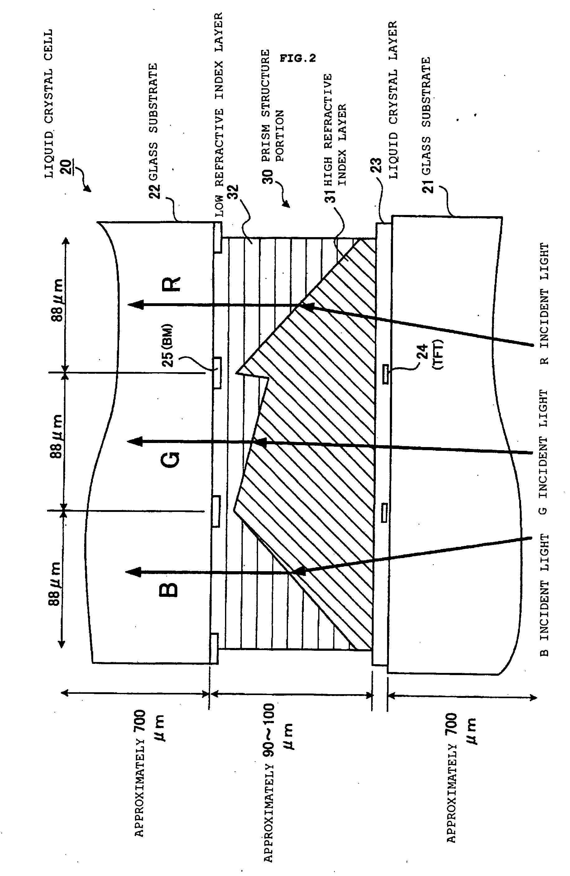 Color filterless display device, optical element, and manufacture