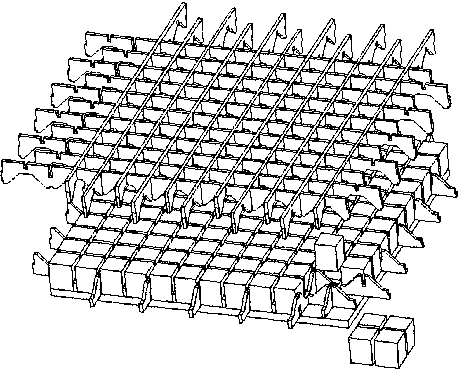 Method for preparing pyramid-shaped lattice sandwich plate by using fiber woven cloth