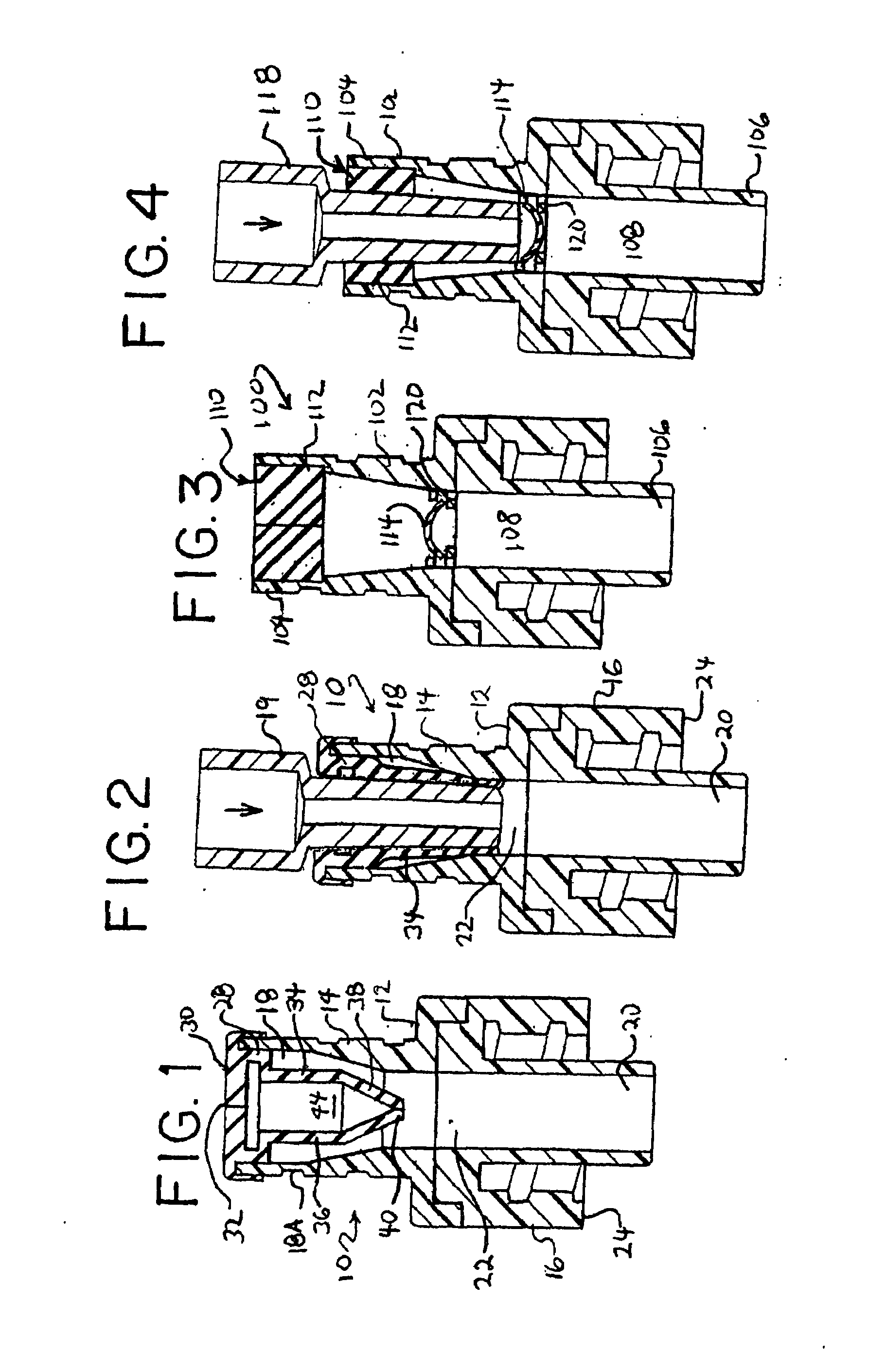 Luer activated device with minimal fluid displacement