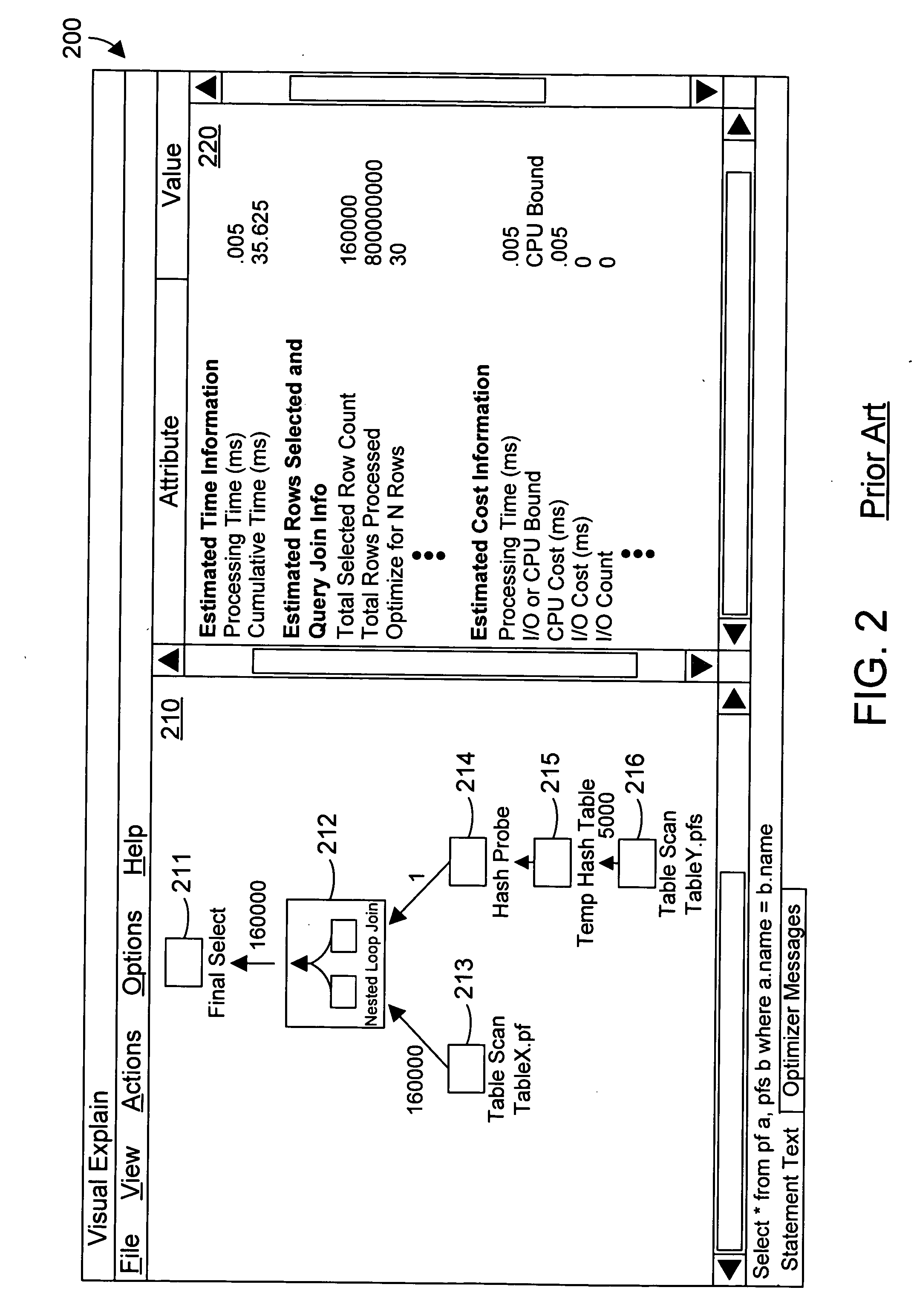 Apparatus and method for highlighting discrepancies between query performance estimates and actual query performance