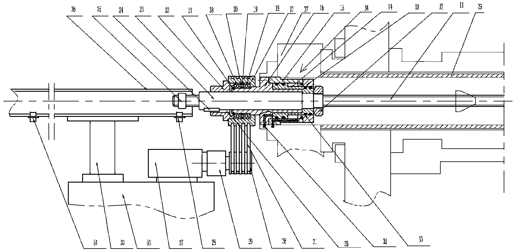 Automatic length fixing floating support device for machining crossover coupling