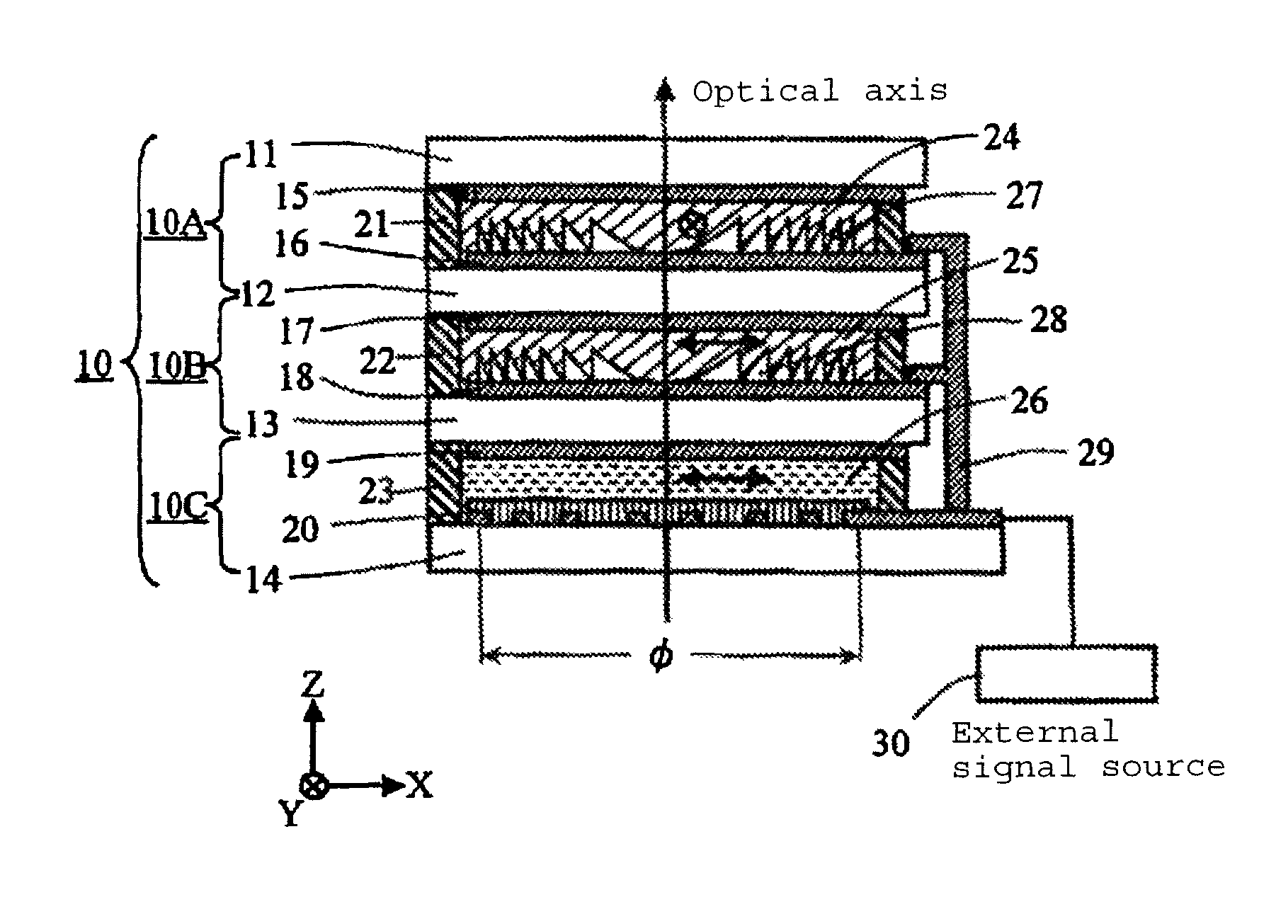 Liquid crystal lens element and optical head device