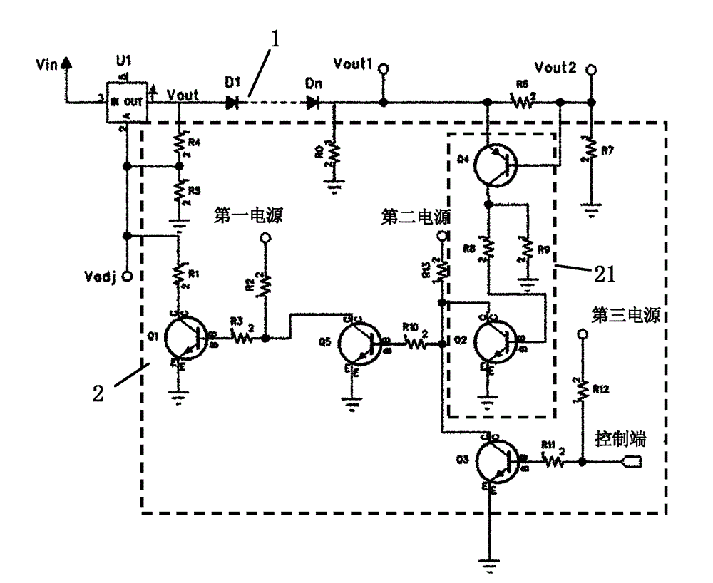 Three-terminal voltage regulator for power supply