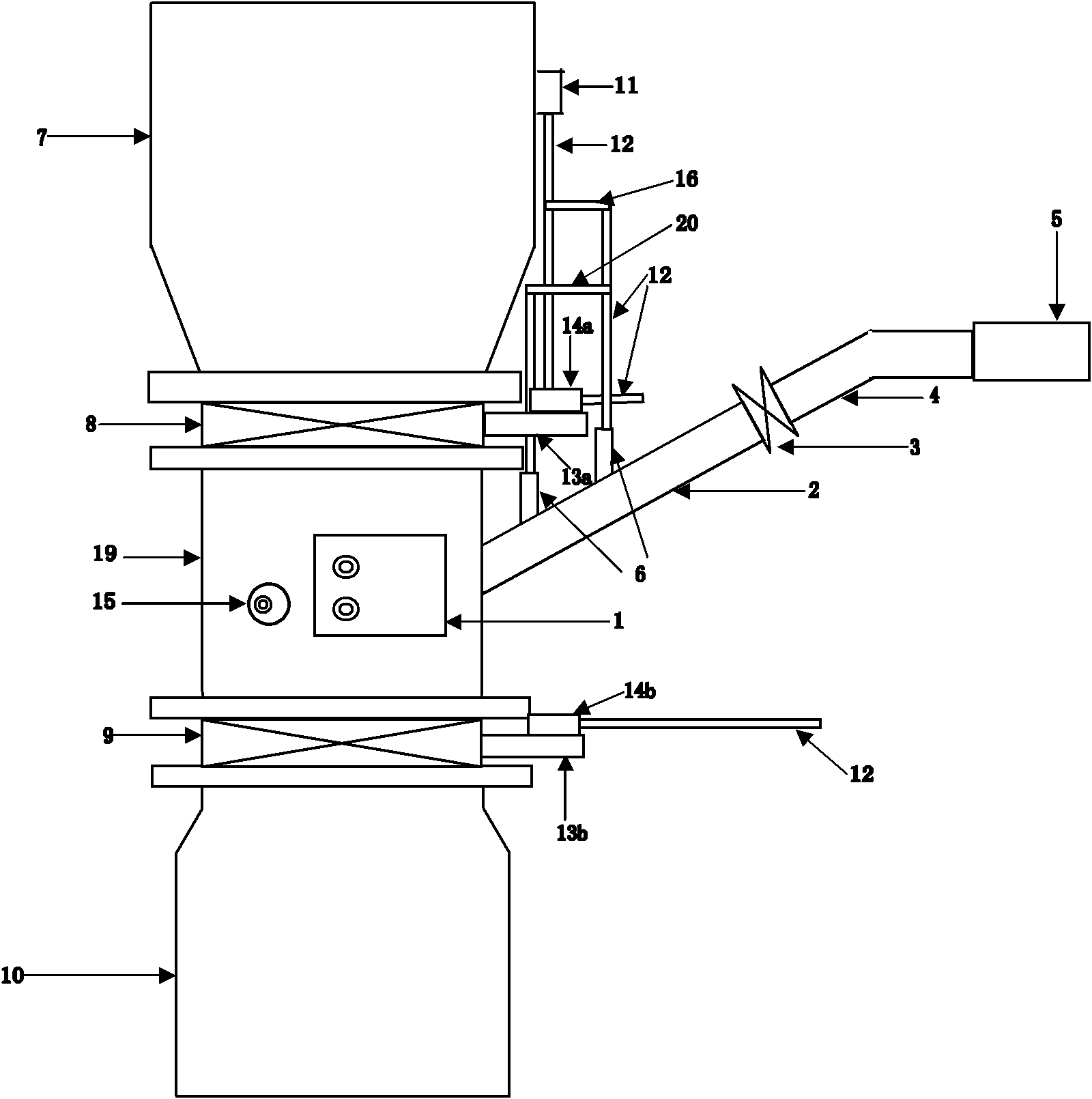 Decompression discharge pipe and raw material mixing system adopting the same