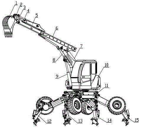 A four-leg walking excavator