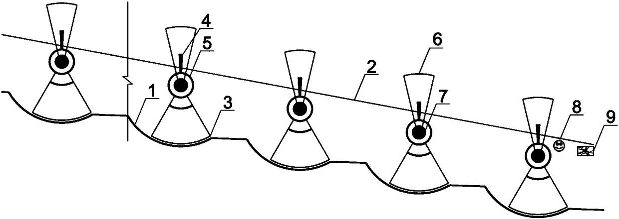 Overlapping arc fishway with variable hydraulic gradient and fish passing method