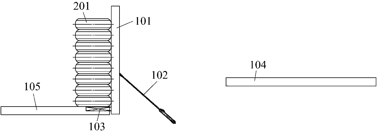 Tyre stack disassembling device without grabbing tyre and tyre conveying equipment