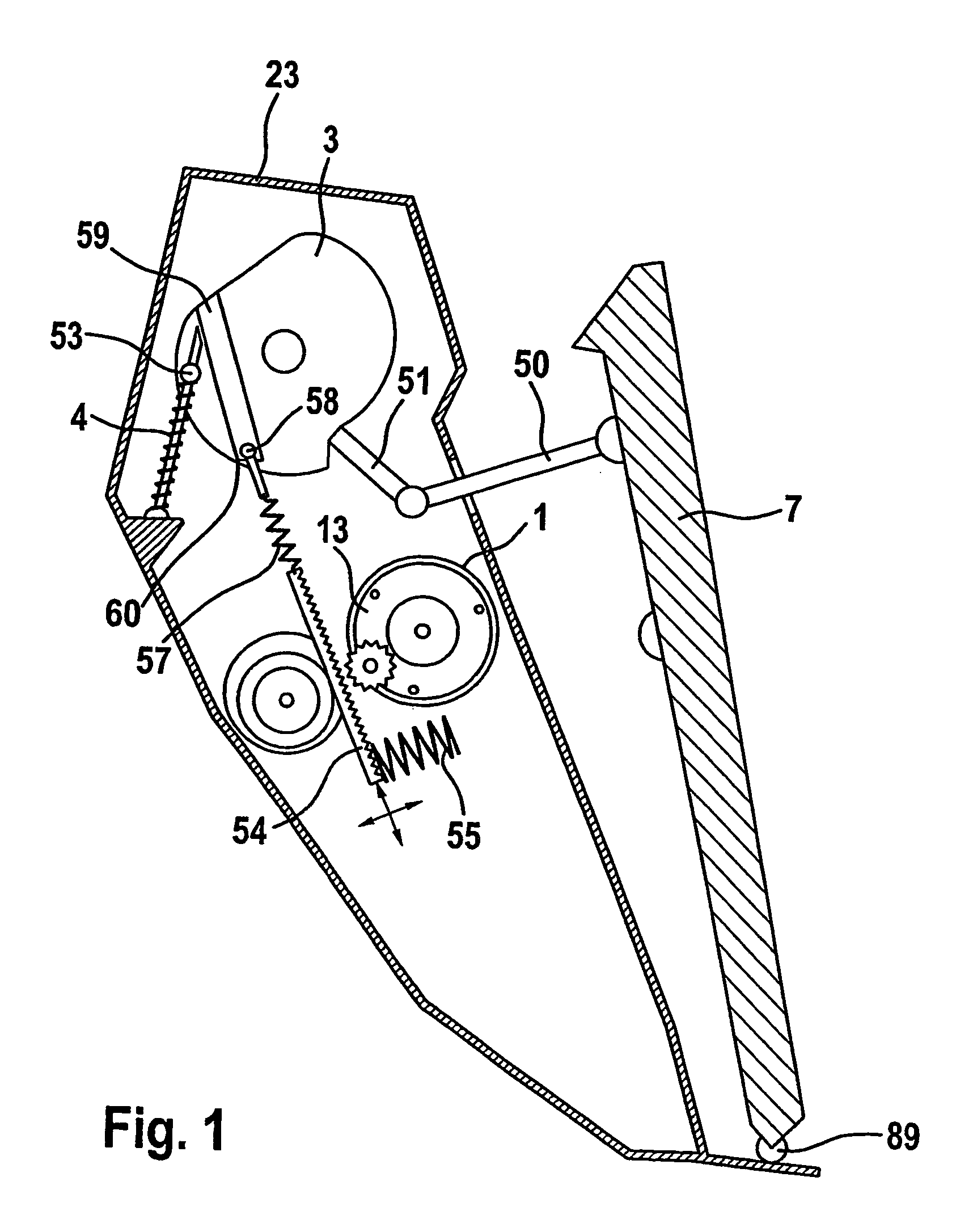 Device with additional restoring force on the gas pedal based on the deviation of a vehicle parameter from the set value
