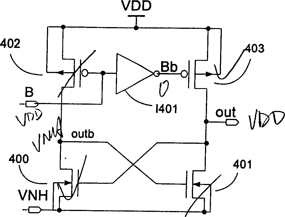 Negative voltage level converting circuit