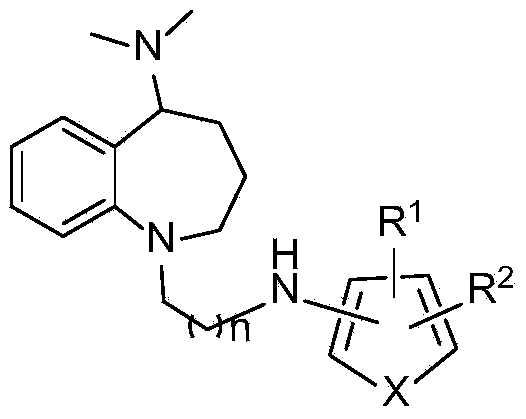 Benzoazepine derivative containing five-membered heterocycle as well as preparation method and application of derivative