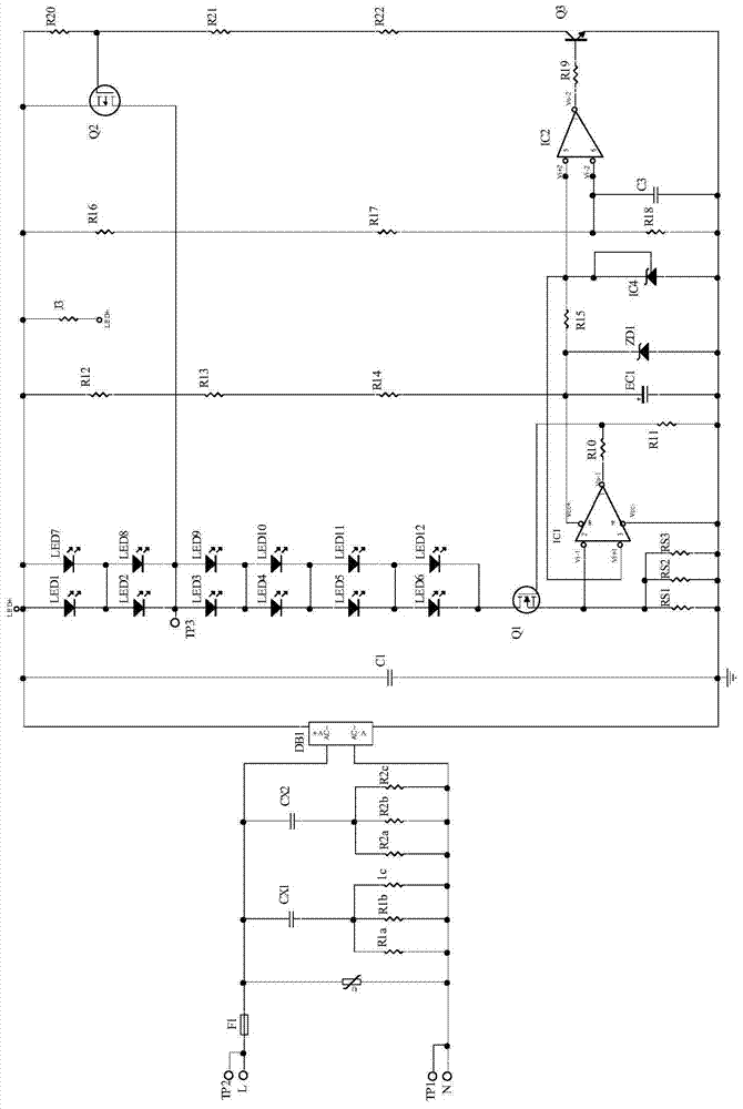 A high voltage linear constant current led drive circuit