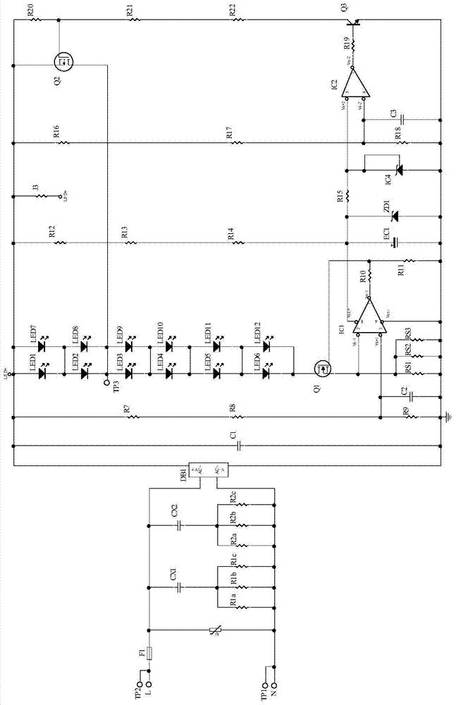 A high voltage linear constant current led drive circuit