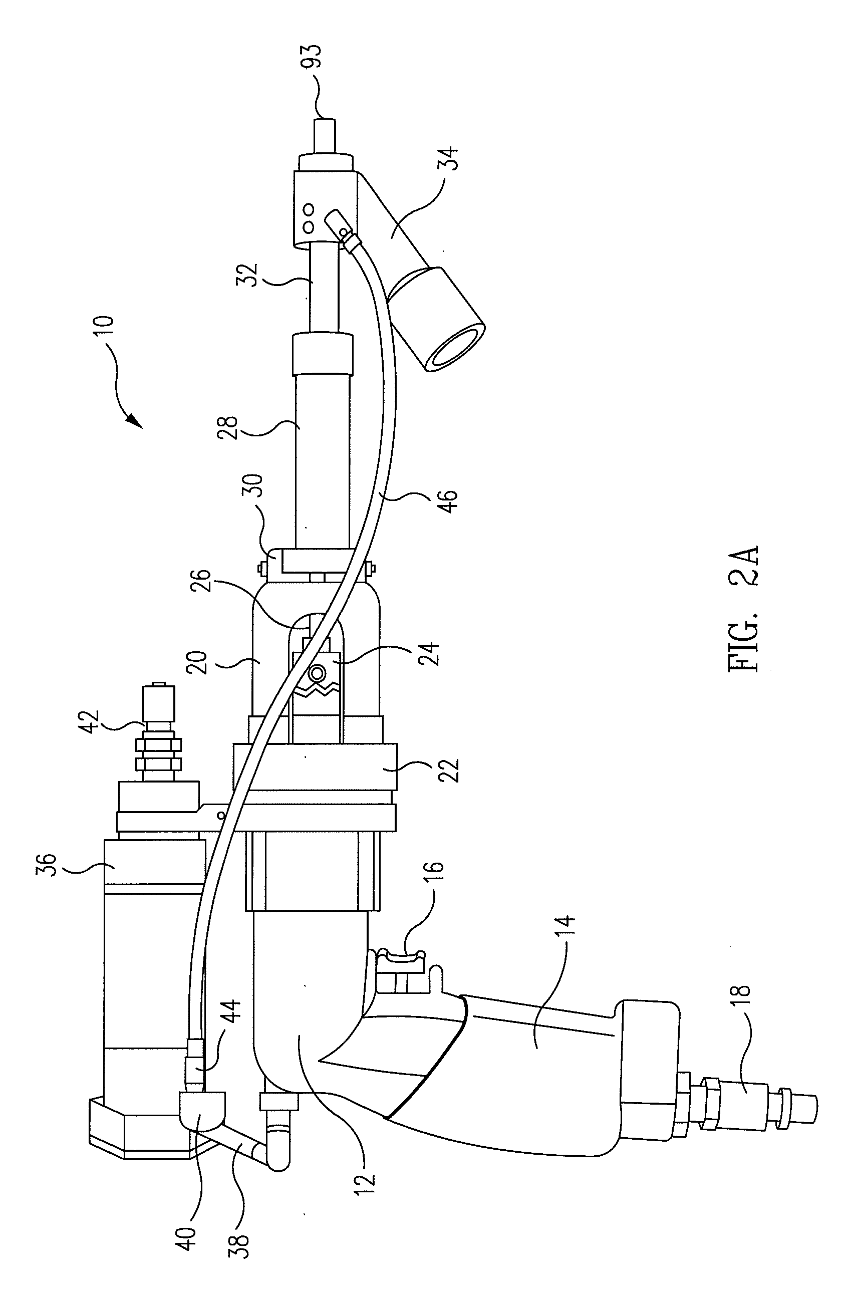 High speed hand drill with swiveling pressure foot and integrated vacuum pickup and coolant delivery duct
