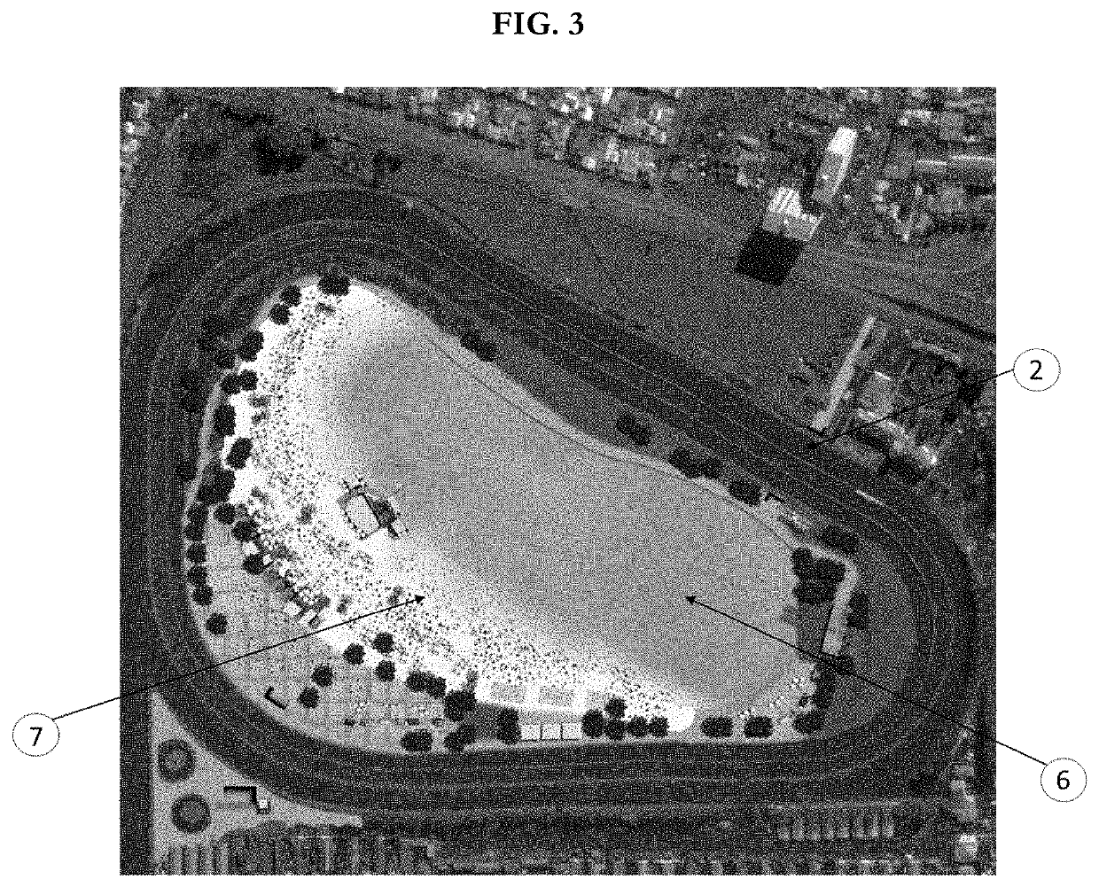 Venue transformation and construction method for creating a public access tropical style swimming lagoon with beaches at the infield of racing and/or activity circuits