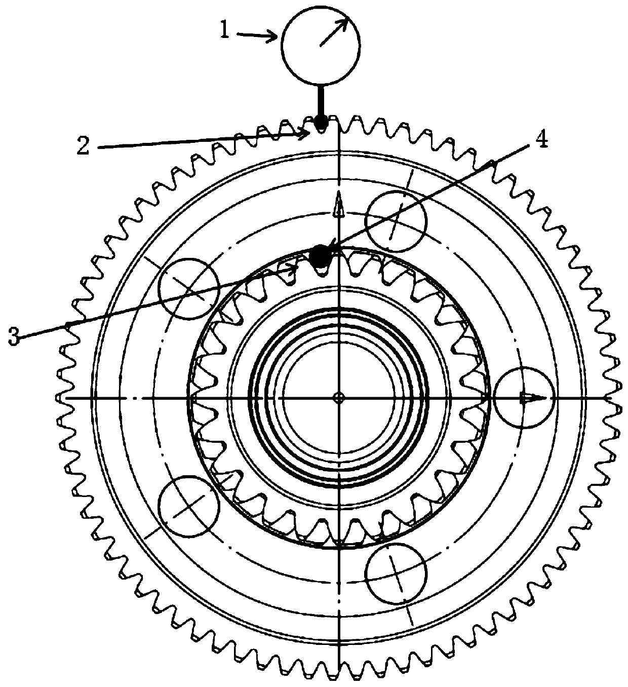 Grouping method for measurement of angular difference of common planetary gear