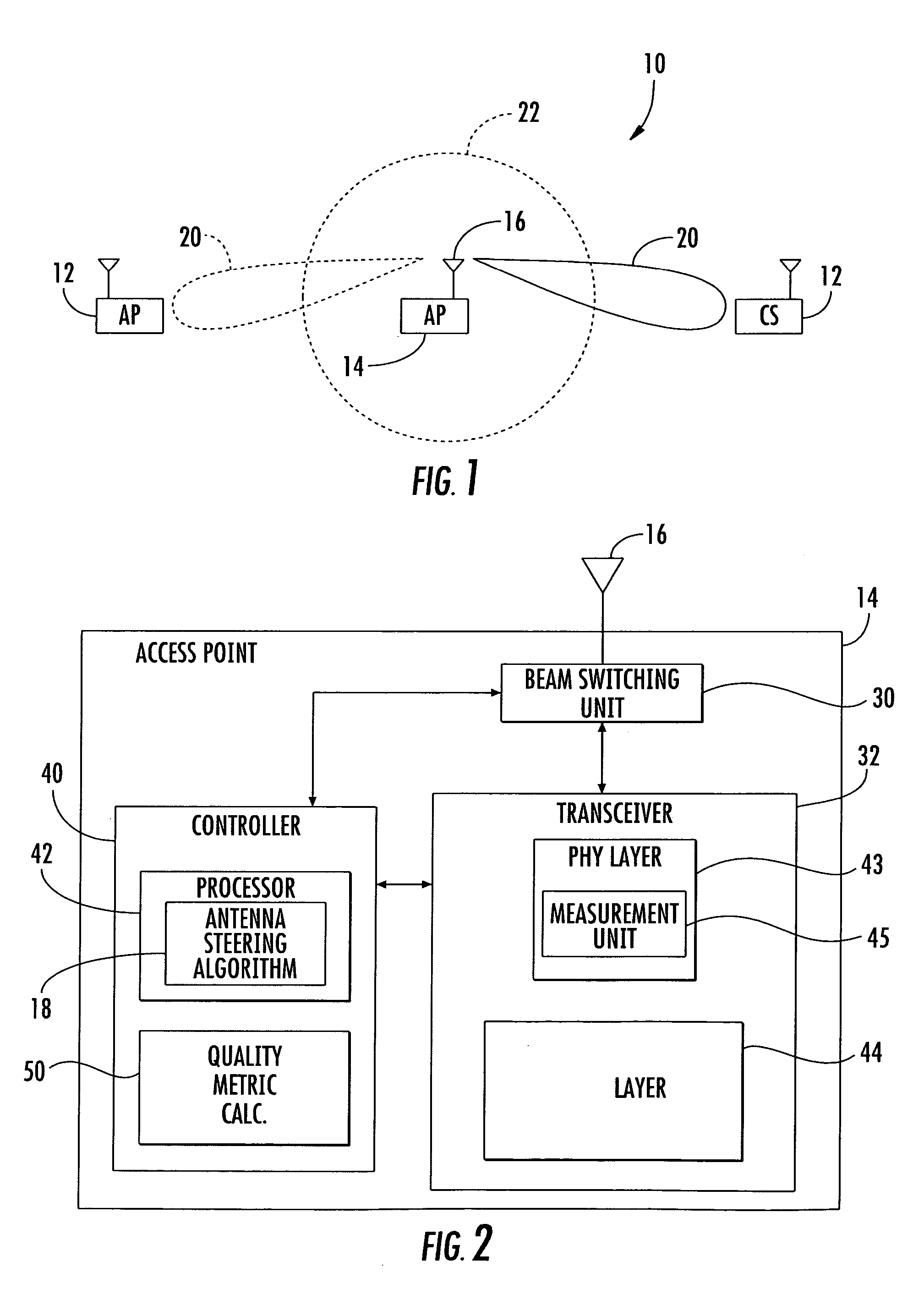 Access point operating with a smart antenna in a WLAN and associated methods