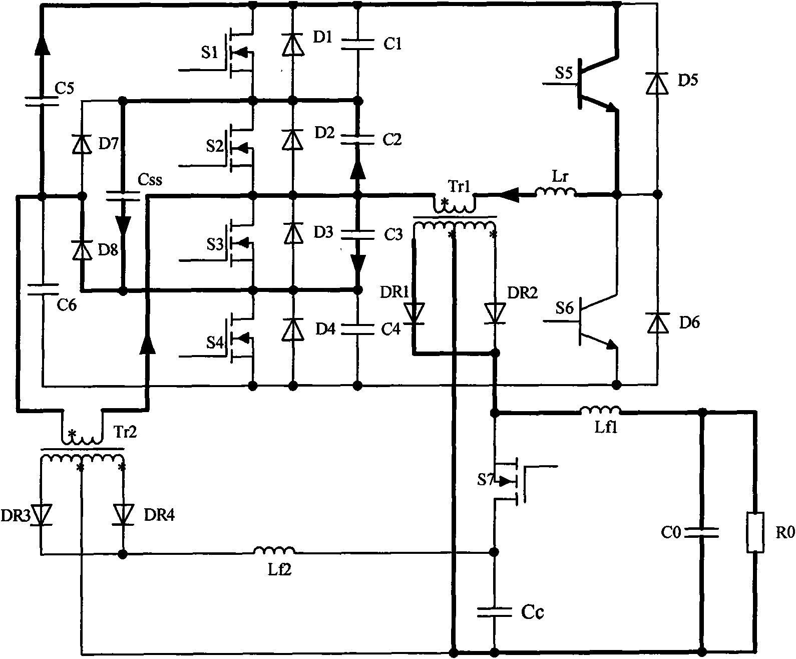 Wide load characteristic ZVZCS three-level DC-DC converter