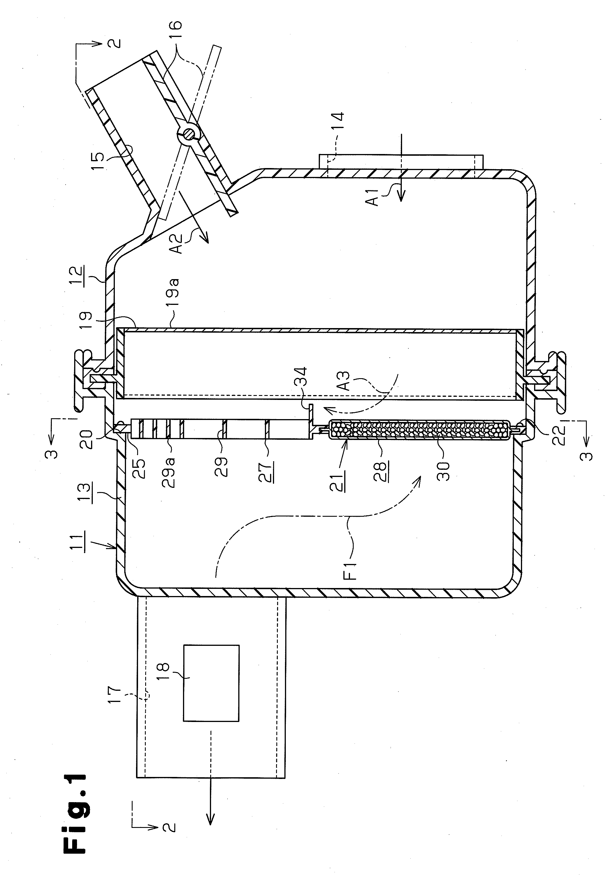 Fuel adsorption filter and air cleaner