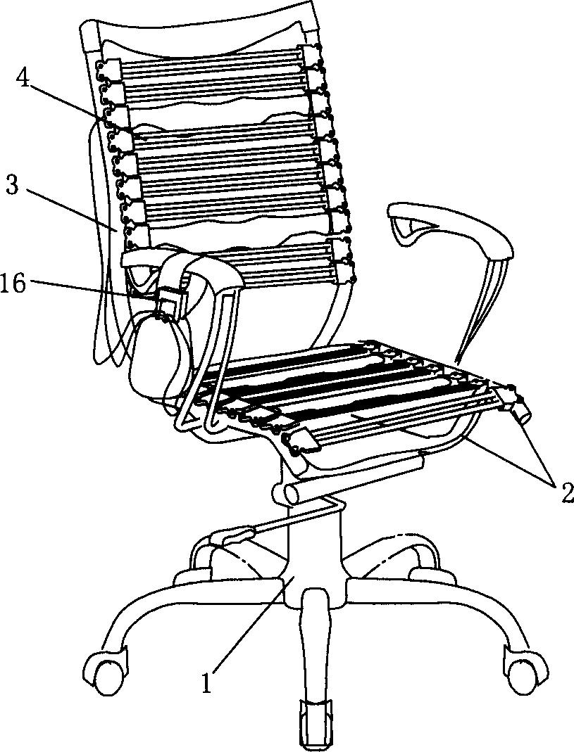 Vibration elastic bar tensioning elastic vibration transmission multifunctional chair for electric massager