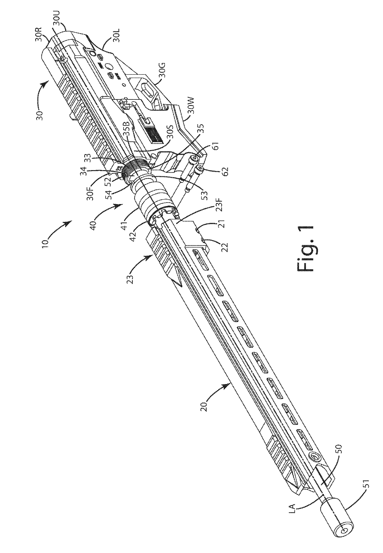 Firearm handguard securement system and related method