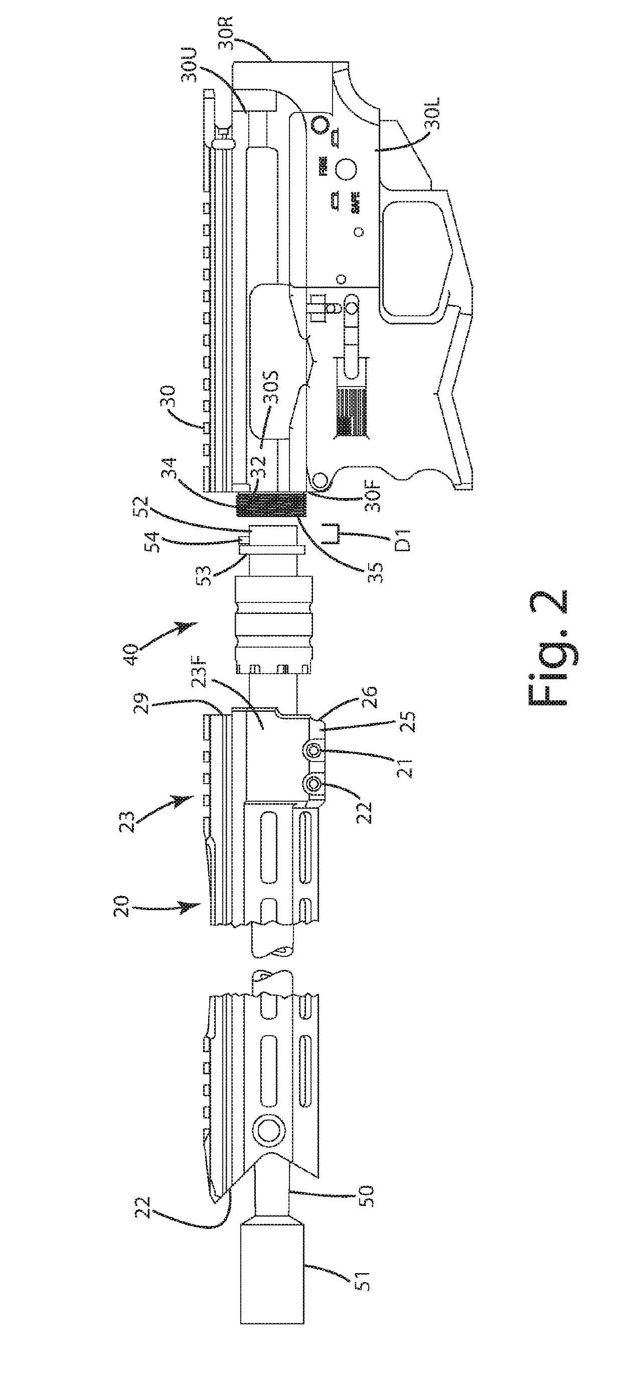 Firearm handguard securement system and related method