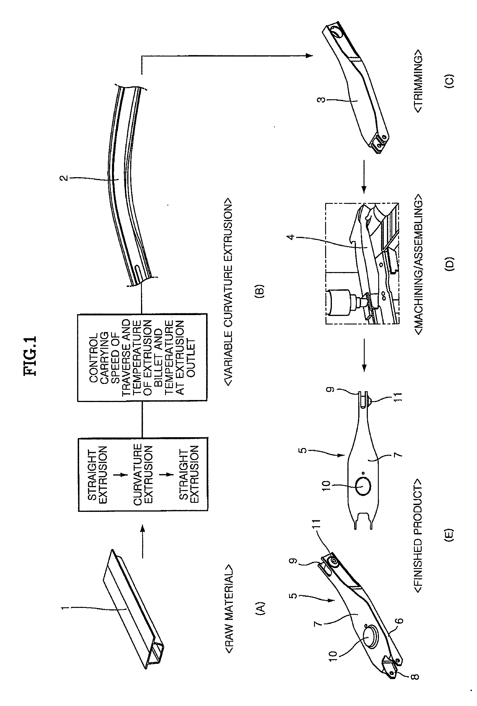 Method of manufacturing control arm using variable curvature extruding process and double-hollow-typed control arm manufactured thereby