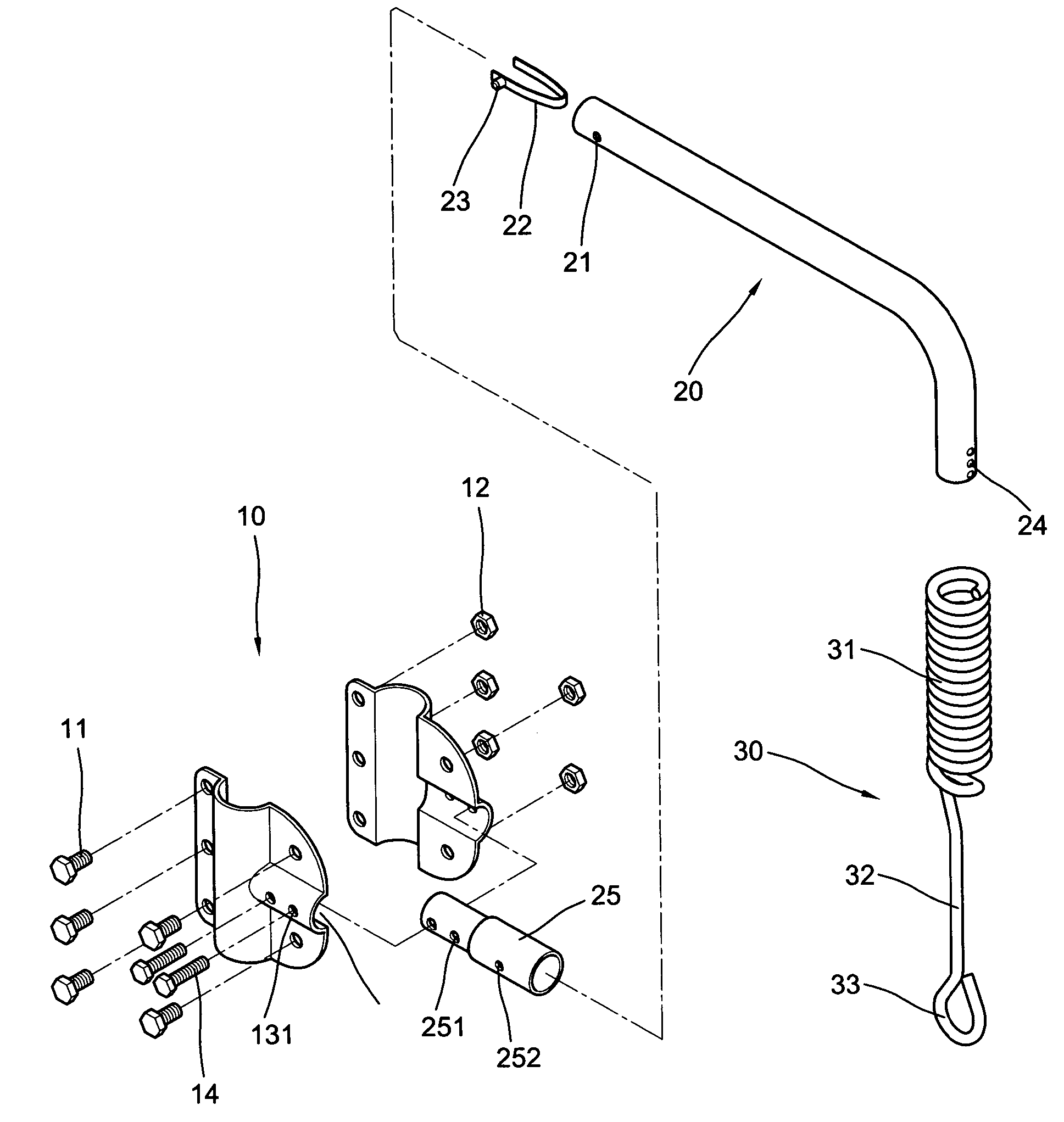 Device attached on bicycles for walking dogs