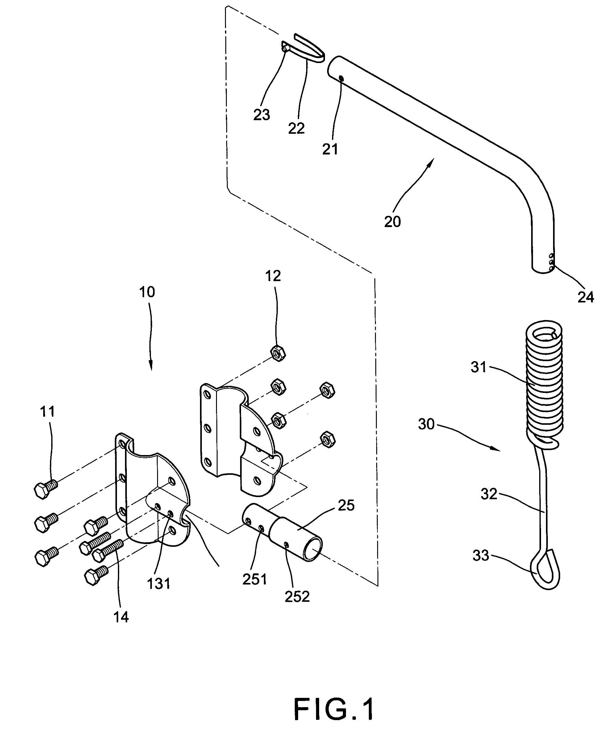 Device attached on bicycles for walking dogs
