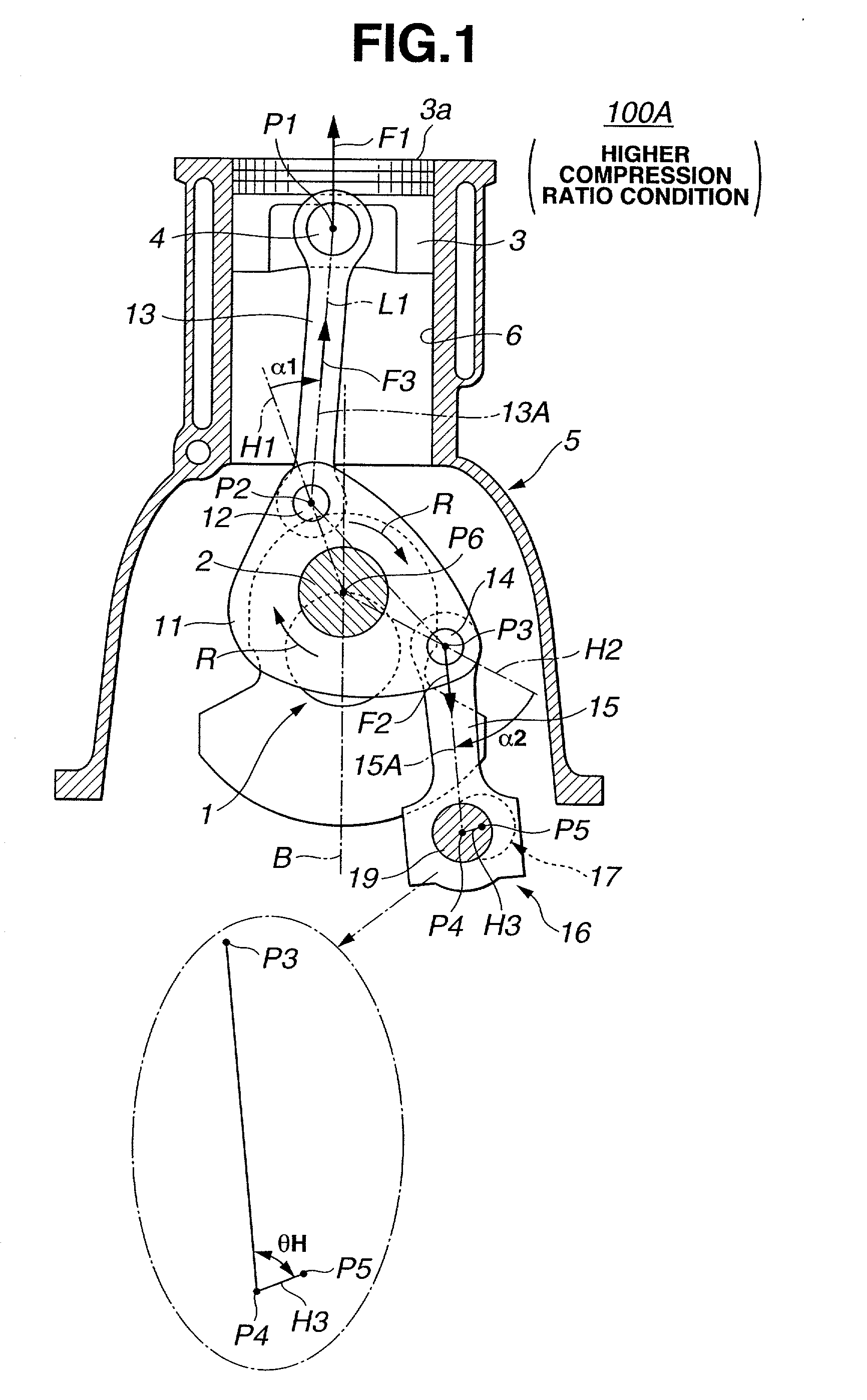 Piston control mechanism of reciprocating internal combustion engine of variable compression ratio type