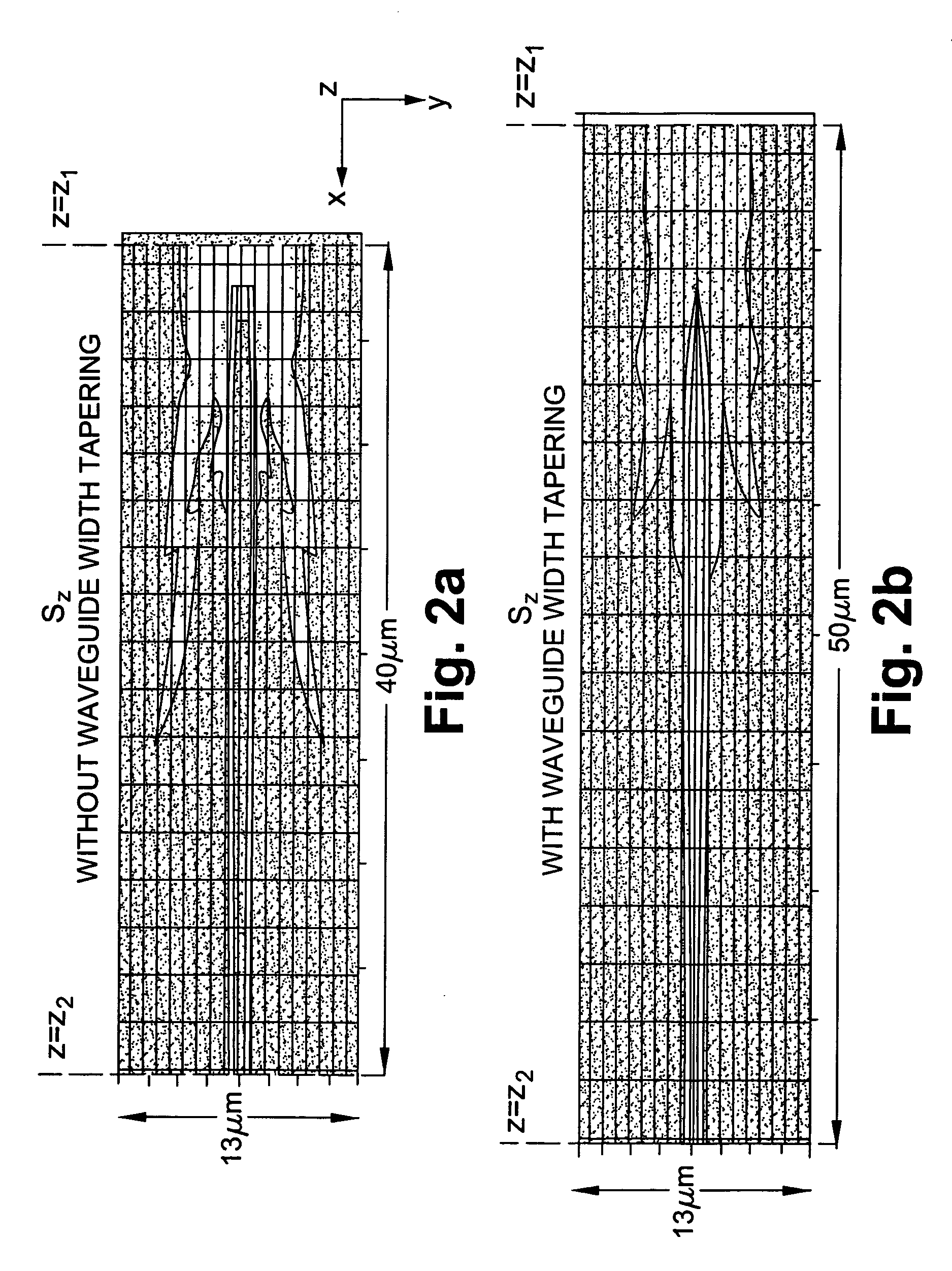 Interface device for performing mode transformation in optical waveguides