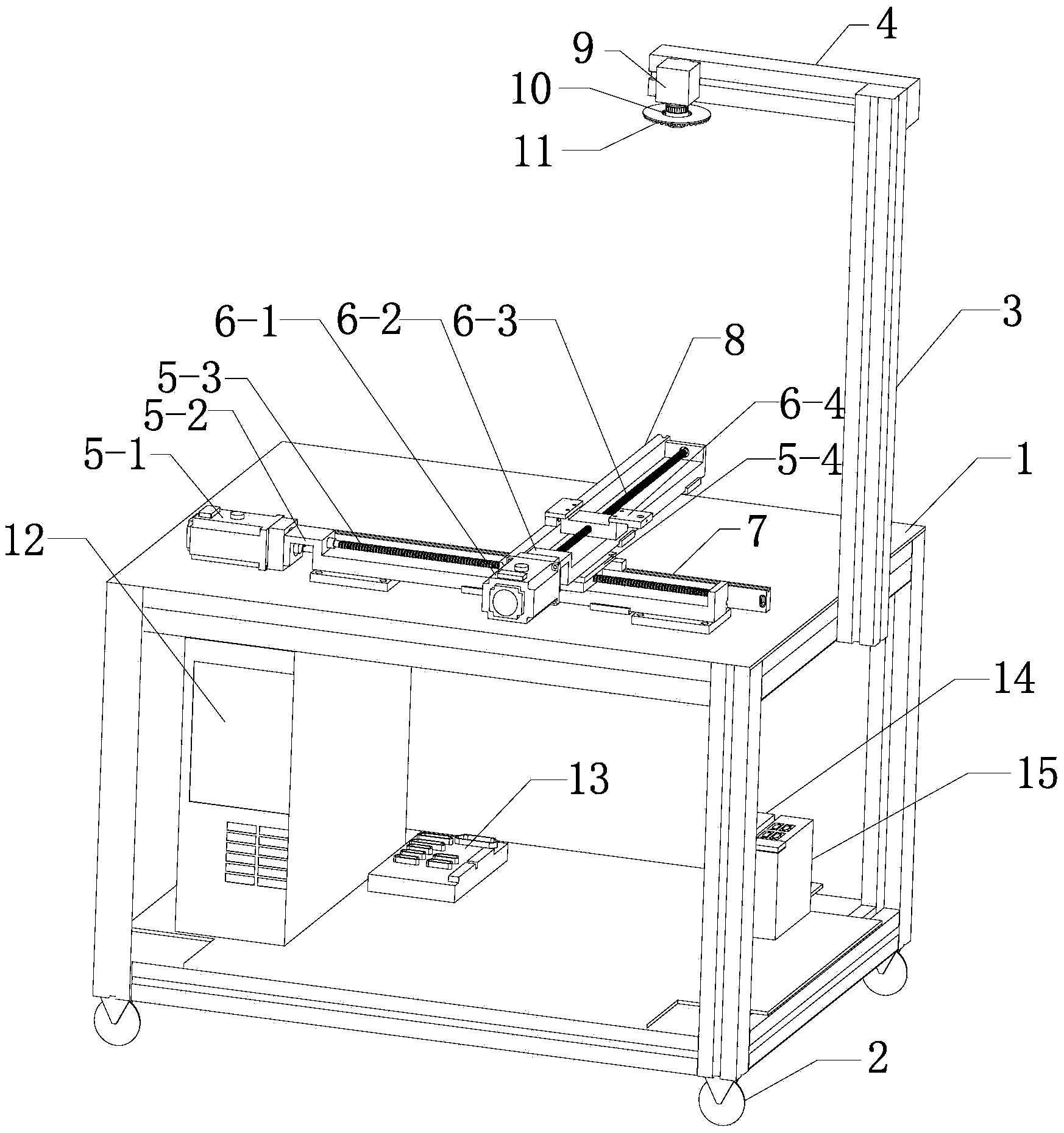 Special testing device and method for correcting welding track based on machine vision