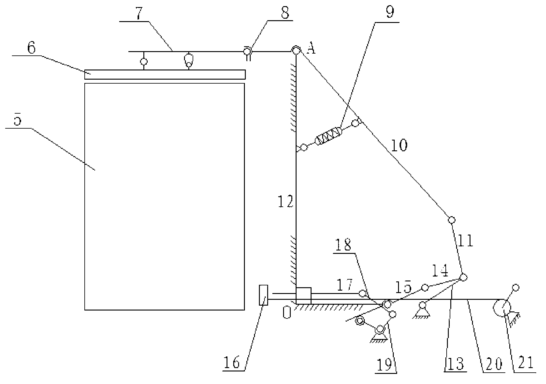 Manual operation vehicle-mounted iron ladle uncovering mechanism device