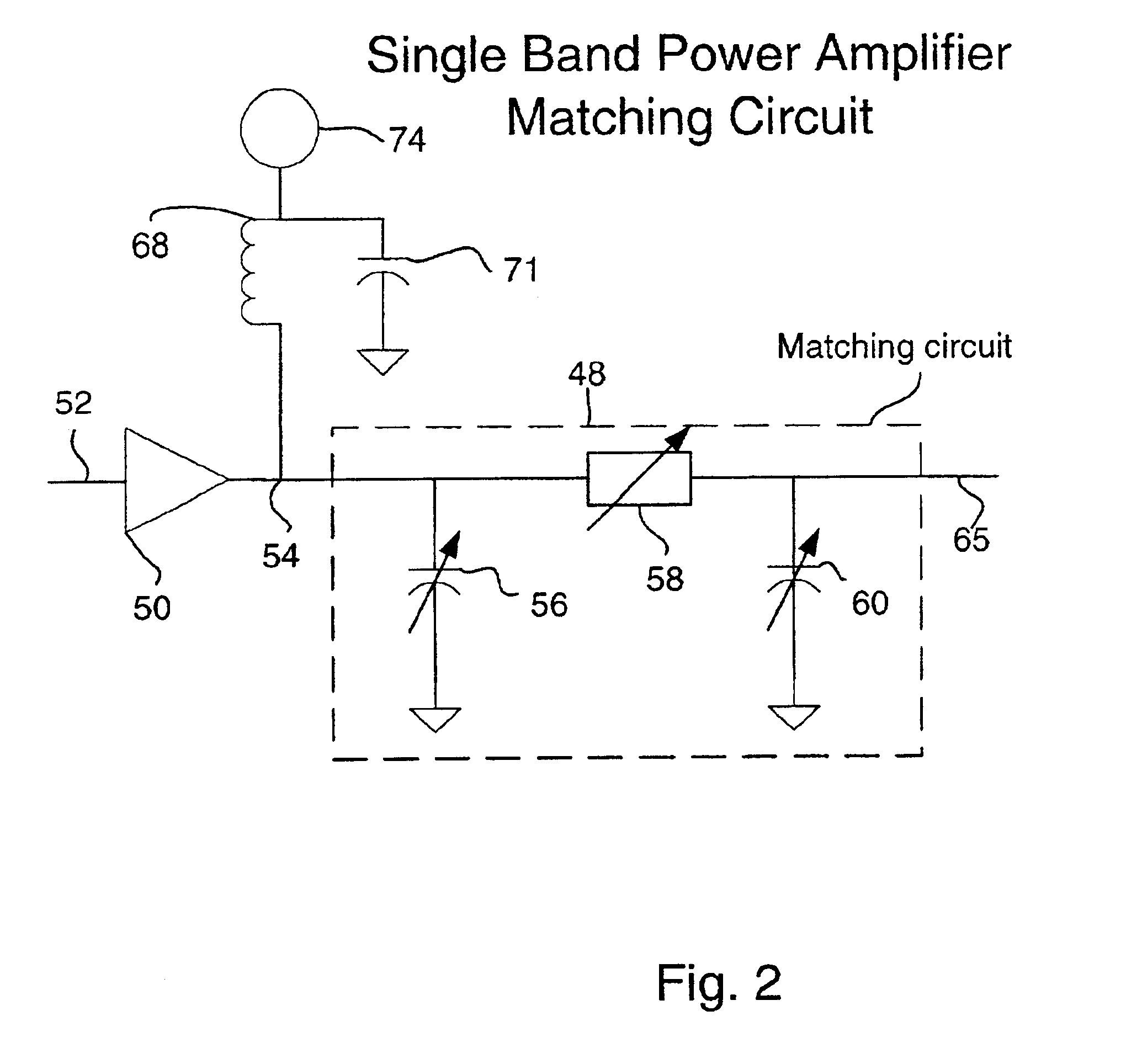 Tunable power amplifier matching circuit