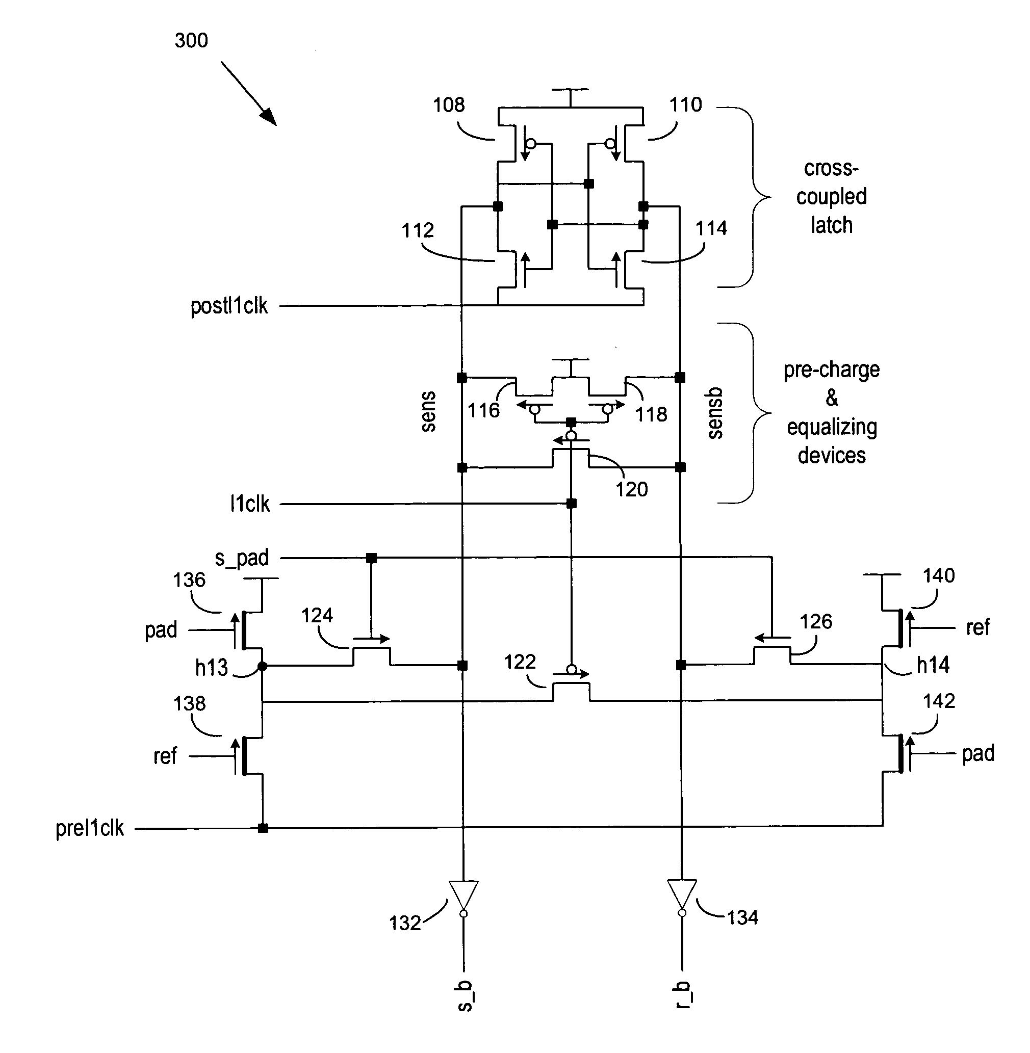 Differential sense amplifier latch for high common mode input