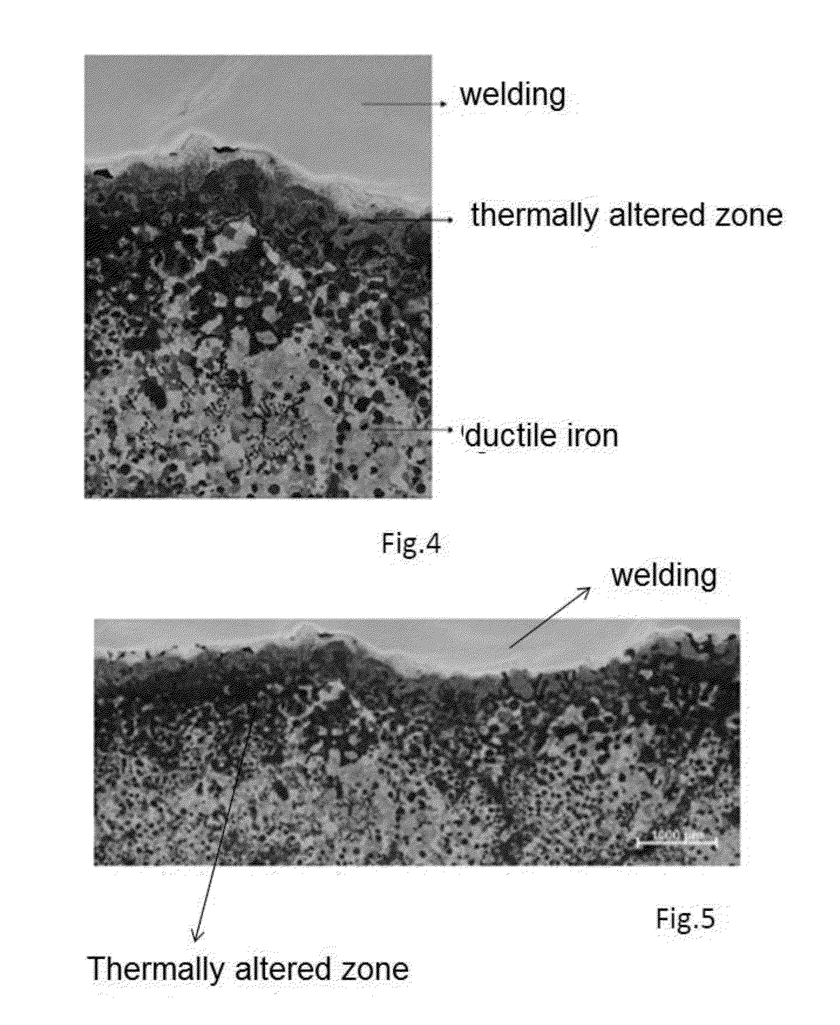 Method for coating, with metallic material, bodies made of spheroidal cast iron, and plans for moulds of machines for aluminium die casting made with said method