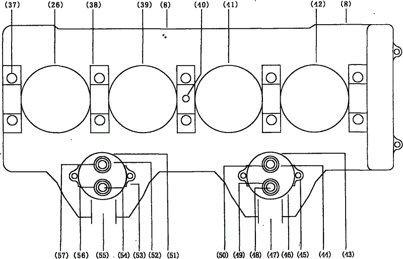 Novel pumping pressure four-stroke four-cylinder layering vortex combustion energy-saving gasoline engine