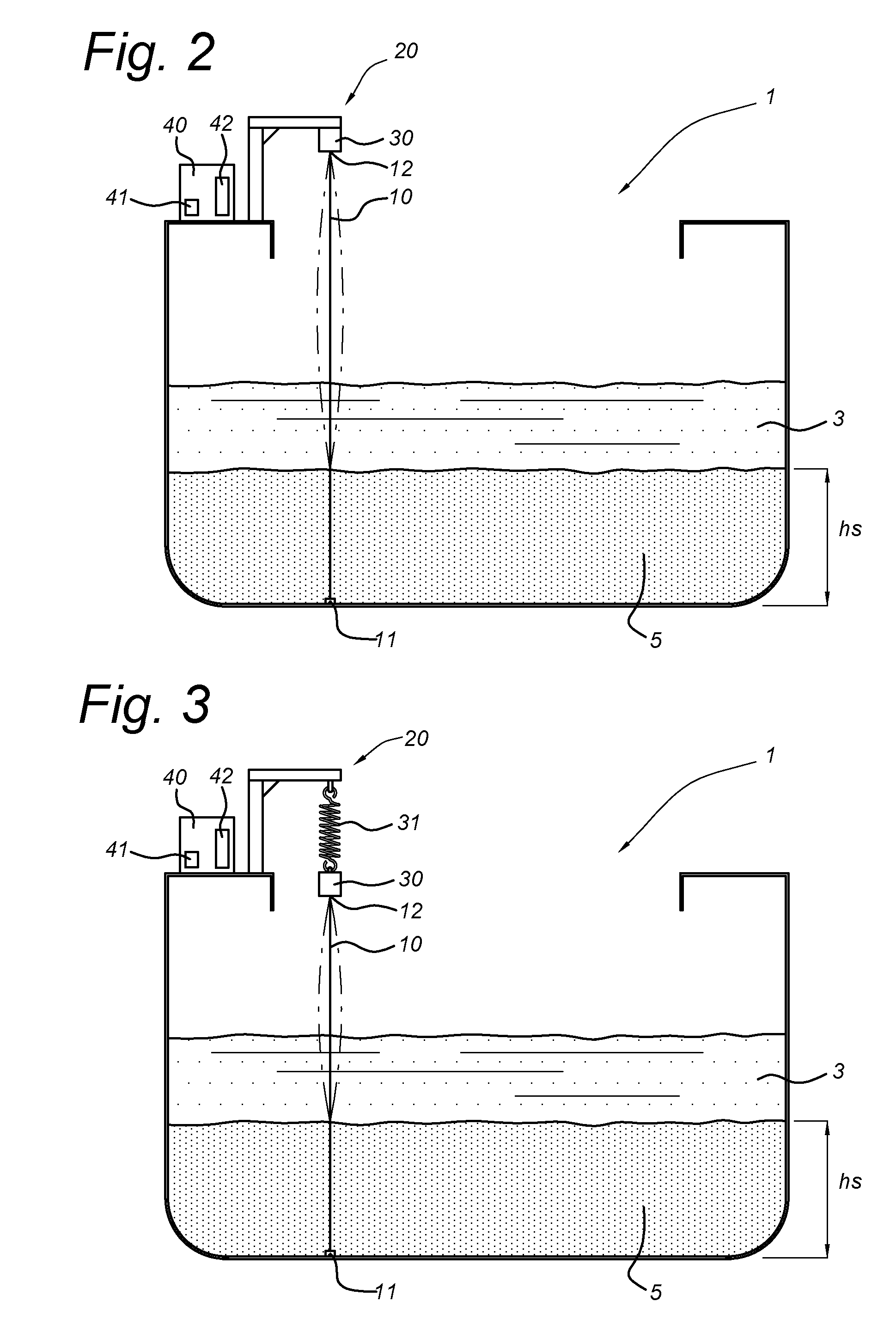 Method and device for determining a height of a settled bed in a mixture in a loading space