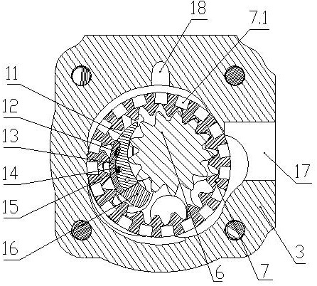 Pump body structure of internal gear pump and assembly process thereof