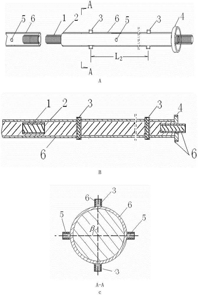 Earthen ruin reinforcing anchor rod and design method thereof