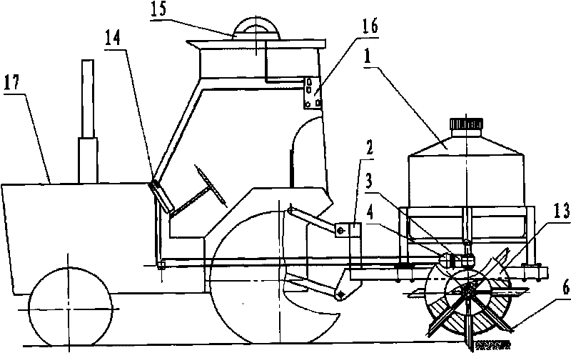 Variable liquid-fertilizer hole-application machine of steering wheel type