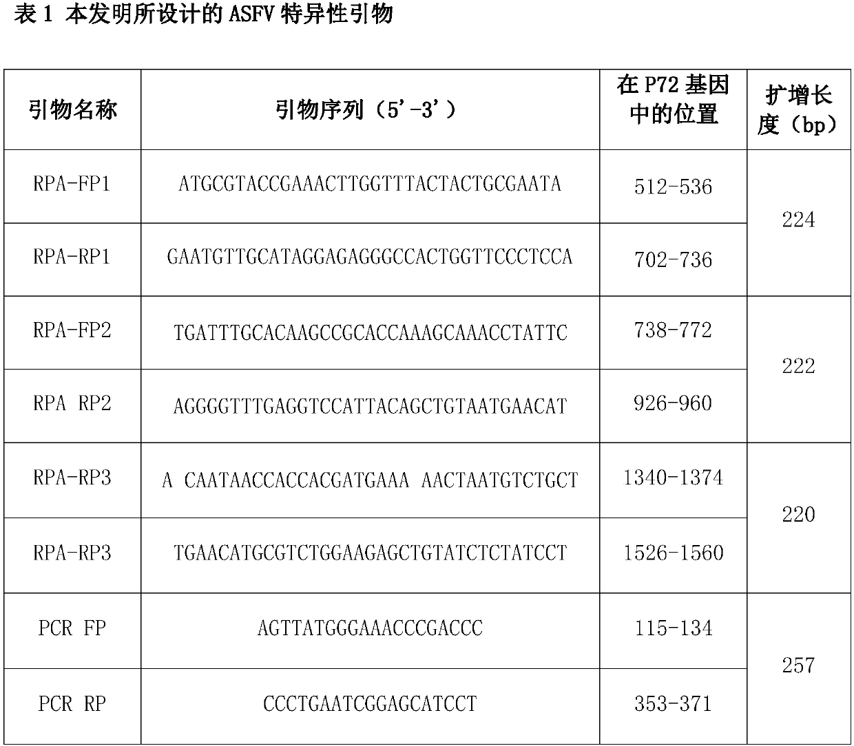 Recombinase polymerase application (RPA) primer for rapidly detecting African swine fever virus (ASFV) nucleic acid, preparation method of RPA primer, and kit