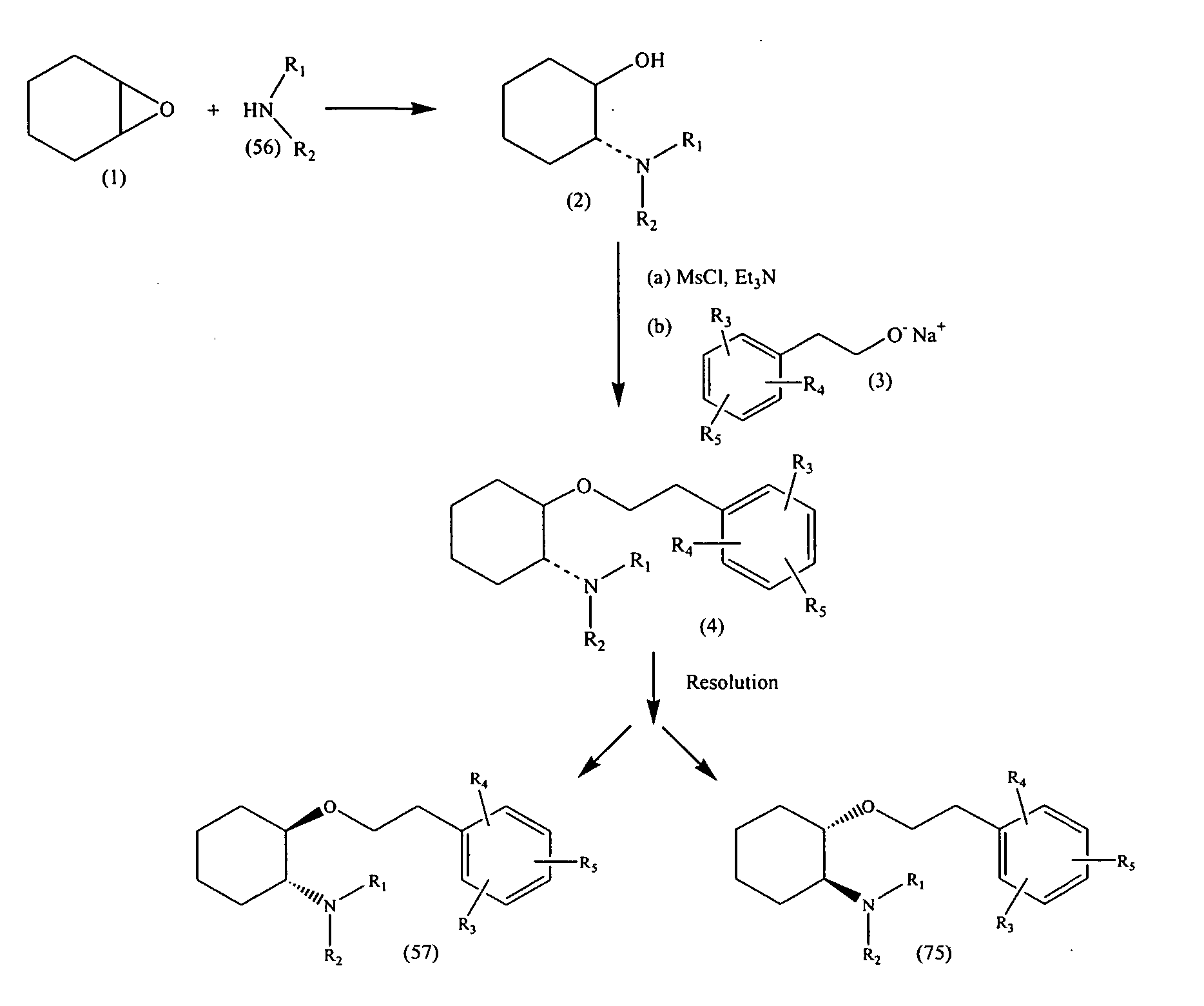 Synthetic process for trans-aminocyclohexyl ether compounds