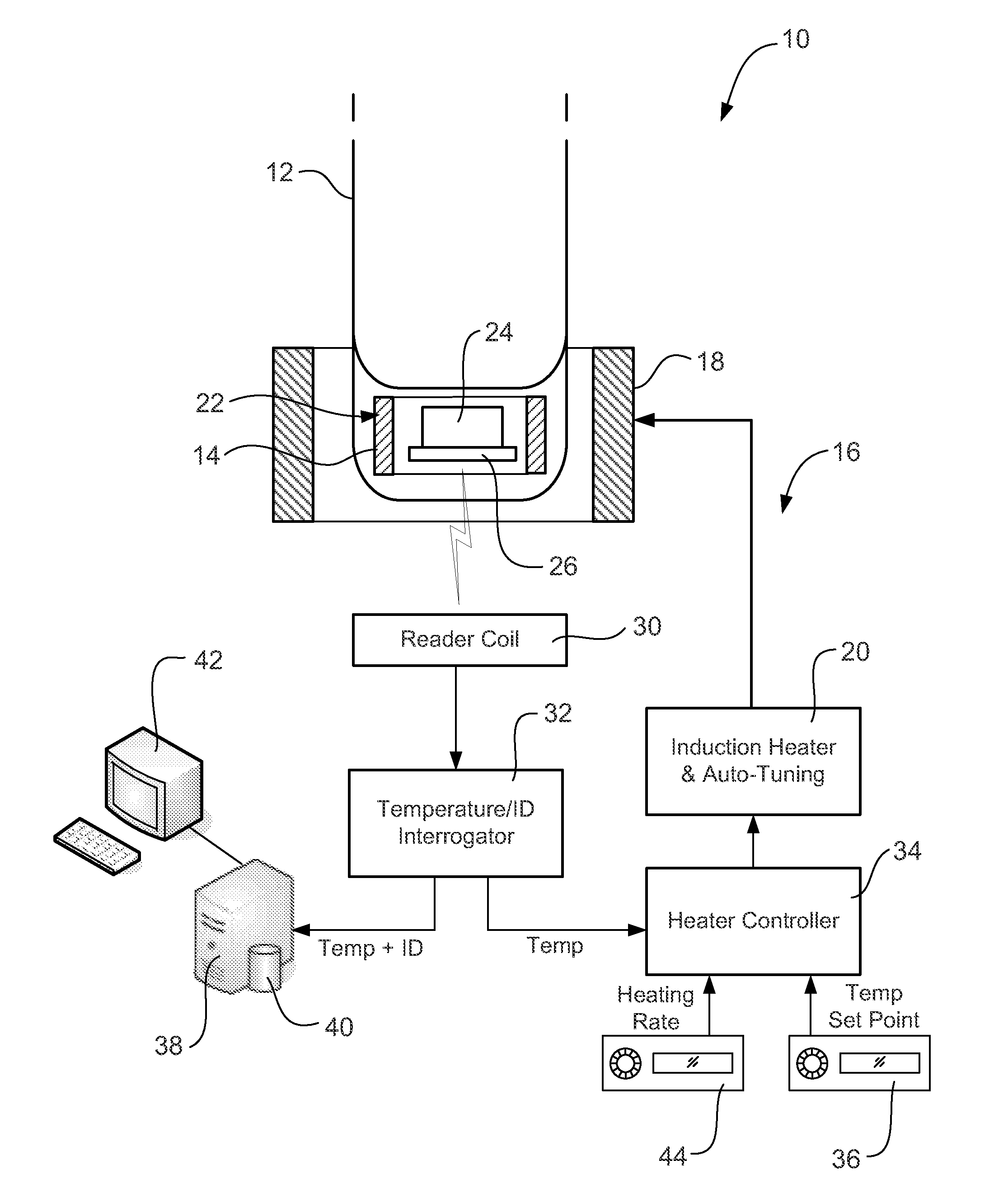 Temperature sensing and heating device