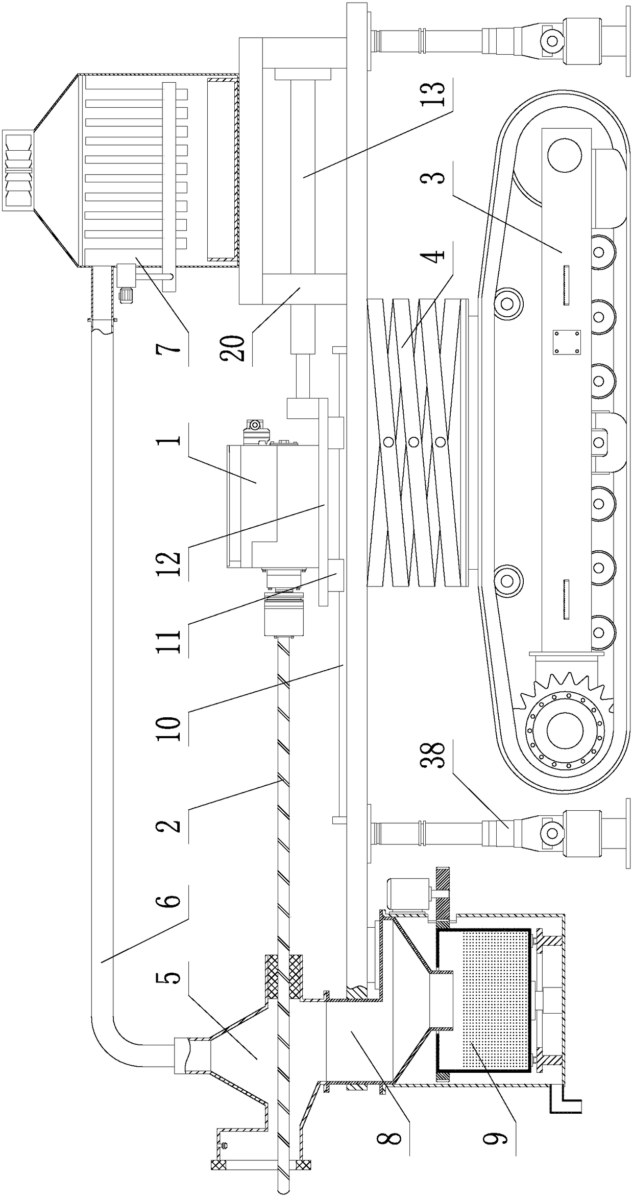 A mine sewage discharge and dust control drilling device